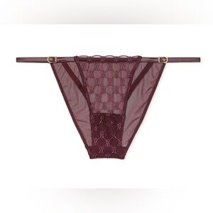 Victoria's Secret Logo Embroidery String Bikini Panty Brown